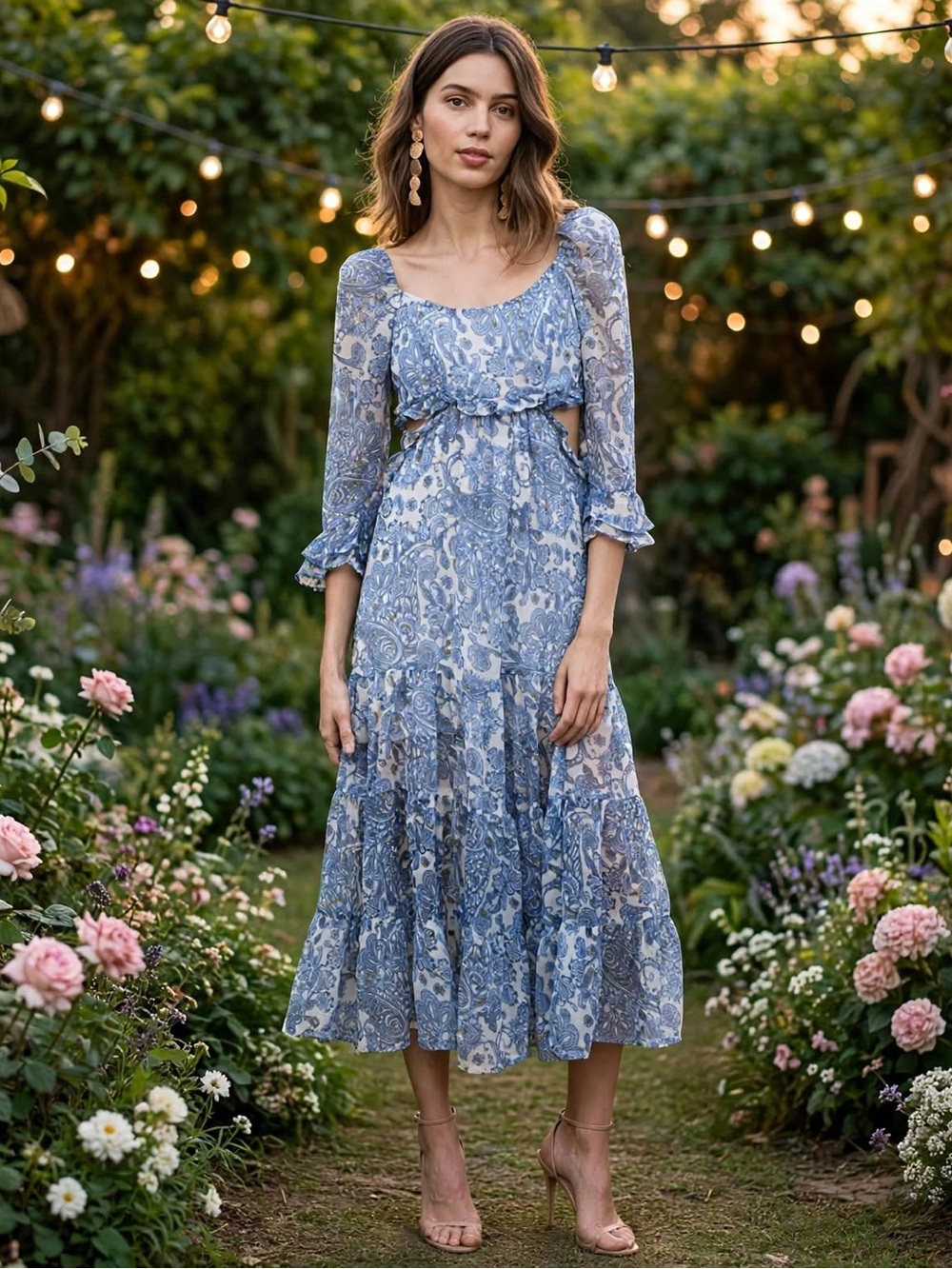 Rahi Juniper Midi Dress with cut outs size small NWT